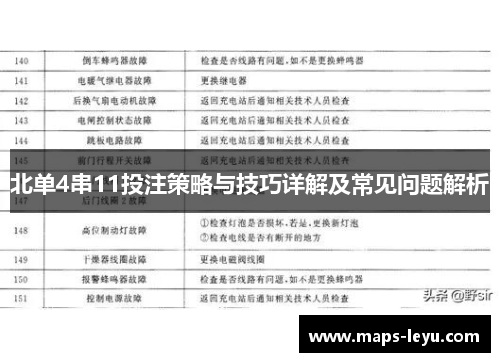 北单4串11投注策略与技巧详解及常见问题解析
