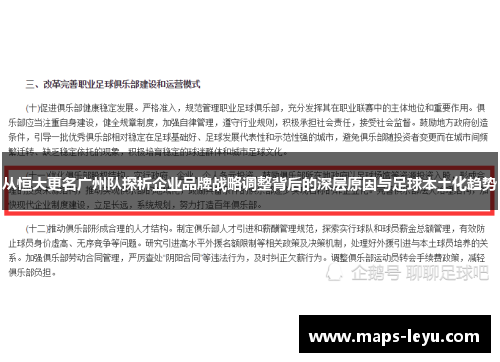 从恒大更名广州队探析企业品牌战略调整背后的深层原因与足球本土化趋势